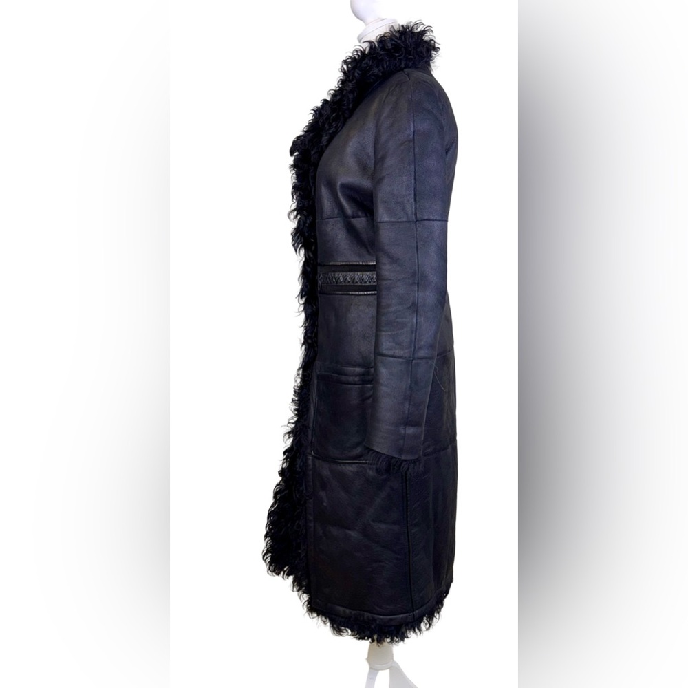 ROBERTO CAVALLI EXTRA LONG SHEARLING COAT IN BLACK - Picture 5 of 15